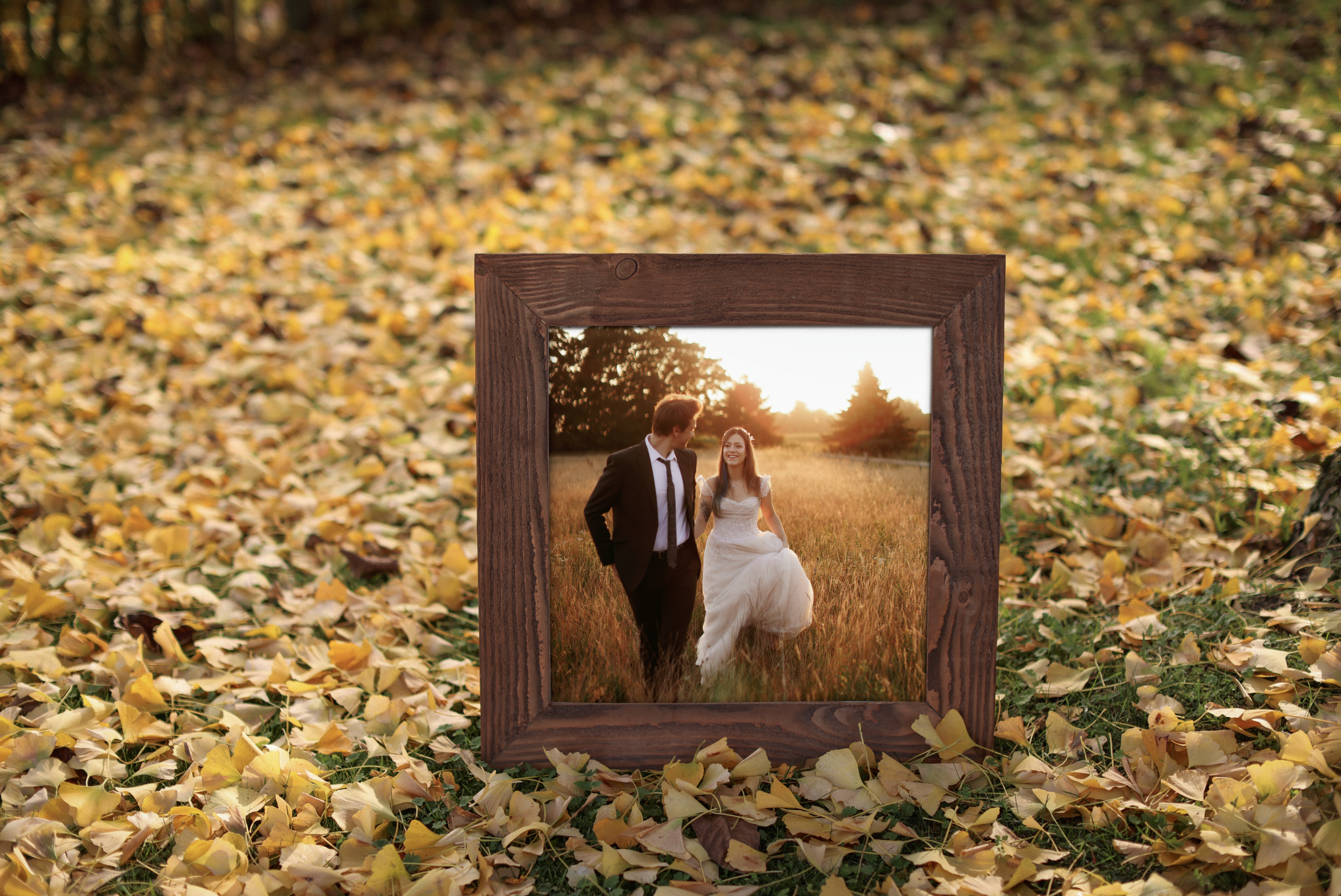 40x40cm (16x16inch) RAW Wood Frame - Medium Walnut Finish